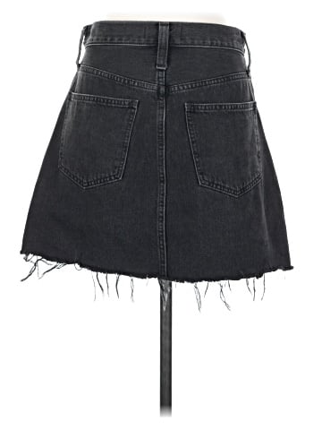Madewell Rigid Denim A-Line Mini Skirt in Lunar Wash: Button-Front Edition (view 2)