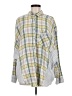 Free People Checkered-gingham Green Long Sleeve Button-Down Shirt Size M - photo 1
