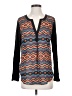 Black Rainn Chevron-herringbone Black Long Sleeve Blouse Size S - photo 1