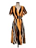 Unbranded 100% Polyester Stripes Orange Casual Dress Size 5 - photo 1