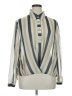 CAbi 100% Polyester Stripes Silver Long Sleeve Blouse Size XL - photo 1