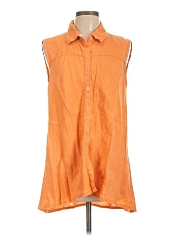 Flax Sleeveless Button-Down Shirt (view 1)