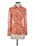 ModCloth 100% Polyester Floral Orange Long Sleeve Blouse Size S - photo 1