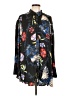 Free People 100% Polyester Floral Black Long Sleeve Blouse Size L - photo 1