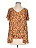 Buddy Love Animal Print Orange Short Sleeve Blouse Size S - photo 1