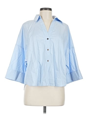Zara 3/4 Sleeve Button-Down Shirt (view 1)