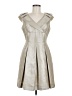 Tahari by ASL Metallic Silver Cocktail Dress Size 6 Petite - photo 1