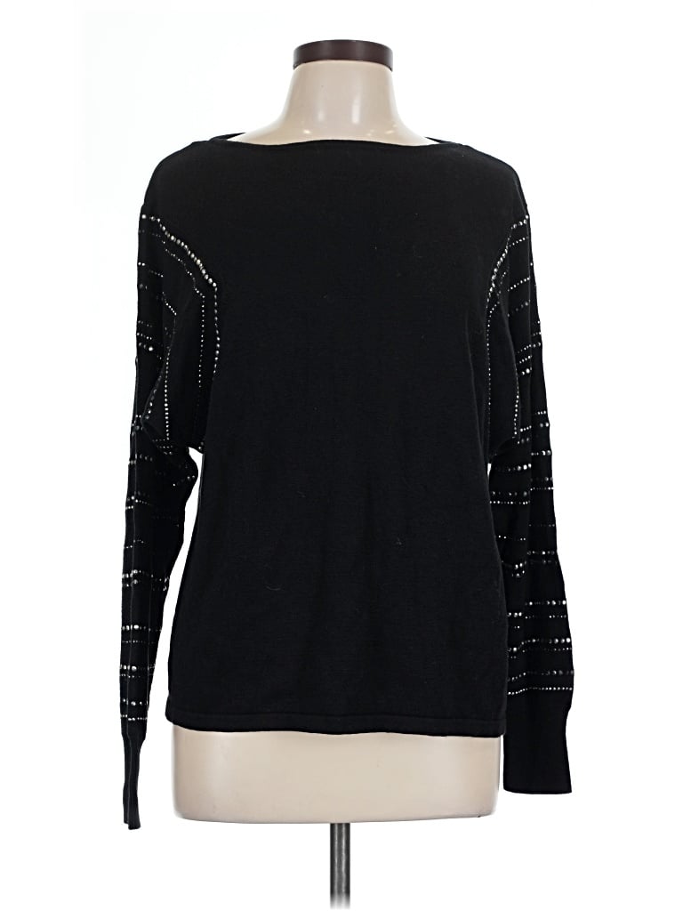 Pre-owned Vince Camuto Long Sleeve Top Black Boatneck Tops