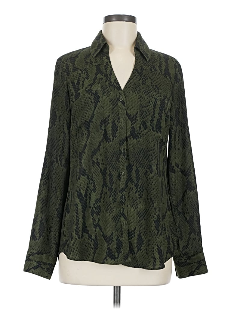 Pre-owned Express Long Sleeve Blouse In Green