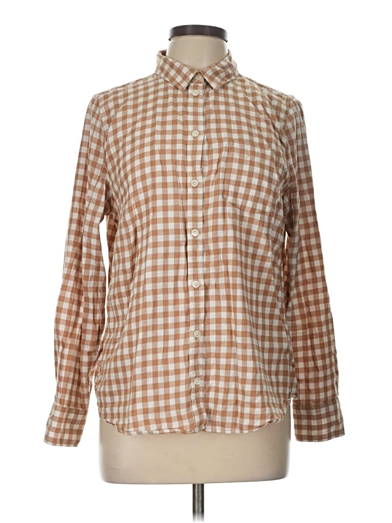 Pre-owned J.crew Factory Store Long Sleeve Polo Shirt In Brown
