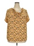 Ashley Blue Animal Print Yellow Short Sleeve Blouse Size 3X - photo 1