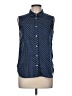 Heritage Polka Dots Blue Sleeveless Button-Down Shirt Size M - photo 1