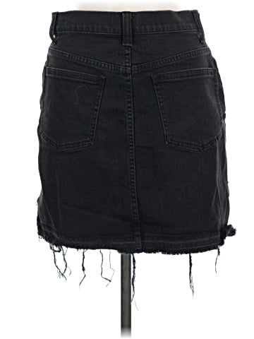 Madewell Step-Hem Jean Skirt in Washed Black (view 2)
