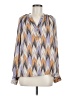 Closed Chevron-herringbone Silver Long Sleeve Blouse Size M - photo 1
