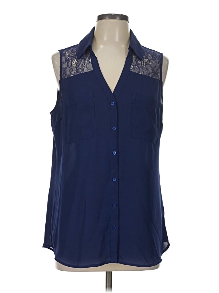 Pre-owned Express Outlet Sleeveless Blouse In Blue