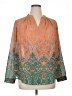 Rose + Olive Paisley Orange Long Sleeve Blouse Size 1X - photo 1