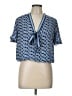 Max Studio 100% Polyester Blue Short Sleeve Blouse Size L - photo 1