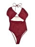 Unbranded Chevron-herringbone Burgundy One Piece Swimsuit Size XL - photo 1
