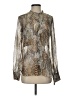 Hale Bob Animal Print Silver Long Sleeve Silk Top Size S - photo 1