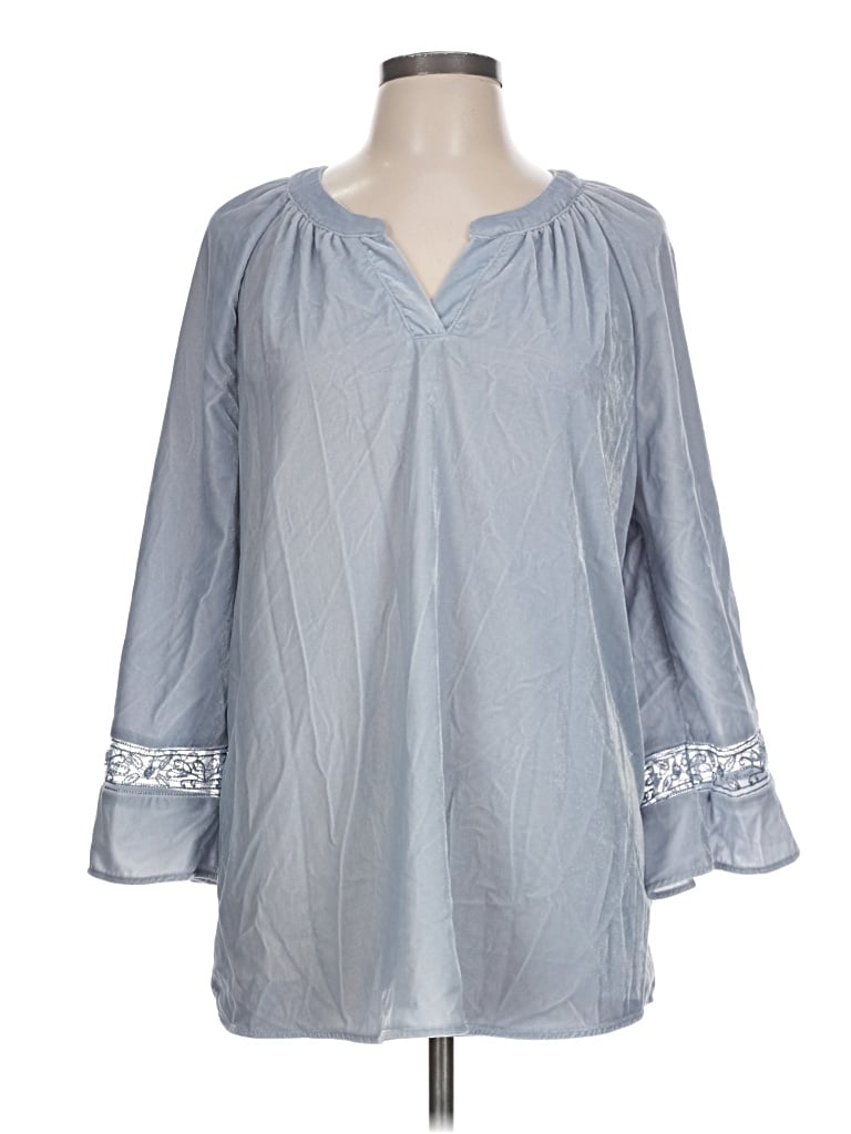 Pre-owned Soft Surroundings 3/4 Sleeve Blouse In Gray