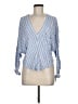 Free People 100% Rayon Stripes Blue Long Sleeve Blouse Size M - photo 1