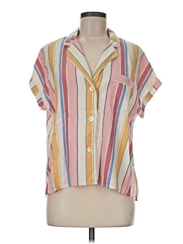 Madewell Bedtime Pajama Top in Rainbow Stripe (view 1)