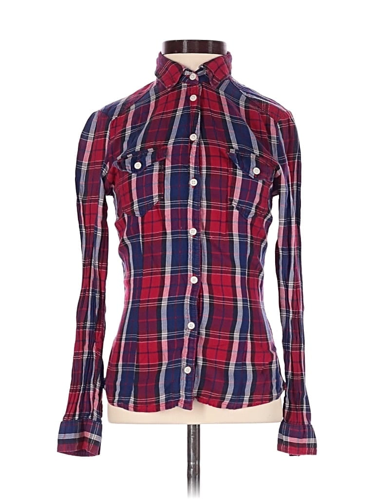 Pre-owned Divided By H&m Long Sleeve Button Down Shirt In Red