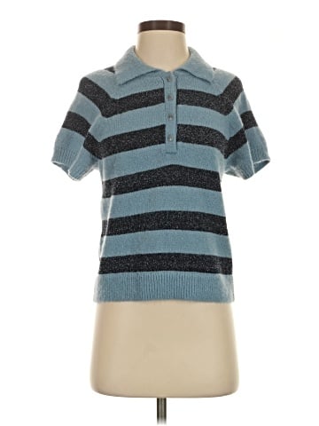 Madewell Raglan Polo Sweater Tee in Stripe (view 1)