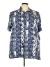 Sean John 100% Rayon Print Blue Short Sleeve Button-Down Shirt Size 3X - photo 1