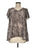 Buddy Love Animal Print Brown Short Sleeve Blouse Size M - photo 1