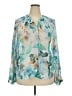Chico's 100% Polyester Floral Teal 3/4 Sleeve Blouse Size XXL (4) - photo 1