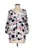 Rose & Thyme 100% Polyester Floral Gray Ivory 3/4 Sleeve Blouse Size M - photo 1