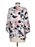 Rose & Thyme 100% Polyester Floral Gray Ivory 3/4 Sleeve Blouse Size M - photo 2