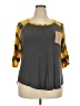 Moa Moa Plaid Gray 3/4 Sleeve T-Shirt Size 2X - photo 1