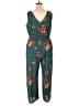 Xhilaration Floral Teal Jumpsuit Size XXL - photo 2