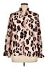 ELOQUII 100% Polyester Animal Print Brown Long Sleeve Blouse Size 14 Plus - photo 1
