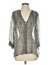 Joie 100% Silk Animal Print Silver 3/4 Sleeve Silk Top Size S - photo 1
