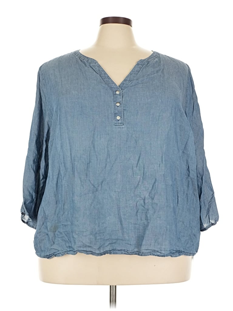 Pre-owned Nydj 3/4 Sleeve Blouse In Blue