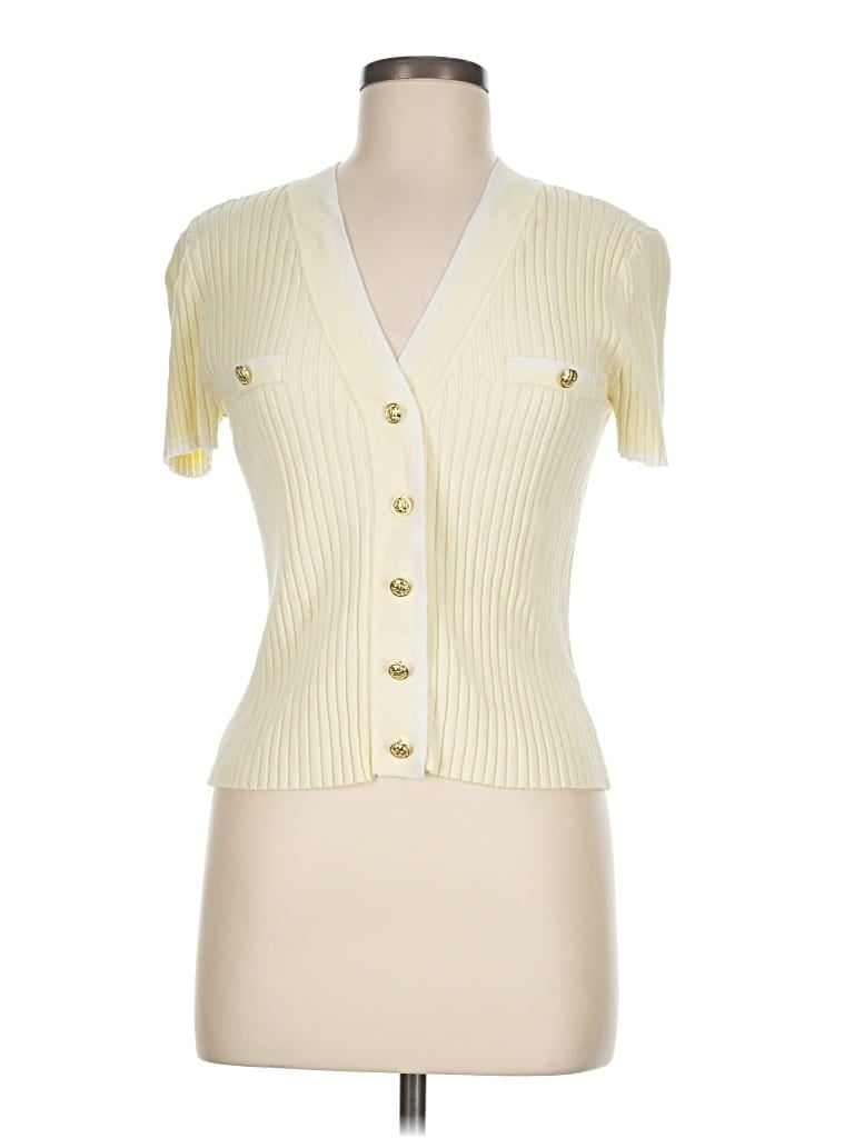 Pre-owned Nvlt Short Sleeve Top Yellow Sweetheart Neckline Tops