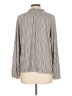 Ann Taylor LOFT Outlet Houndstooth Gray Long Sleeve Blouse Size L - photo 2