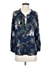 Aysha Floral Multi Color Blue Long Sleeve Blouse Size 4 - photo 1