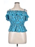 Belle Du Jour 100% Rayon Blue Short Sleeve Blouse Size XL - photo 1