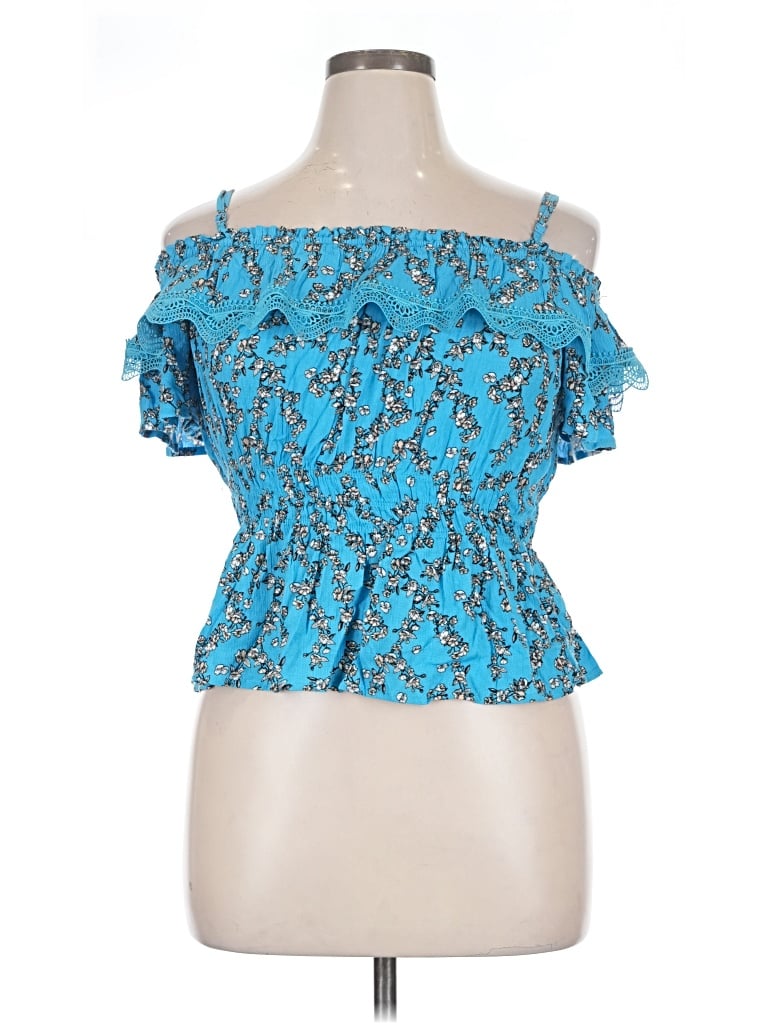 Pre-owned Belle Du Jour Short Sleeve Blouse In Blue