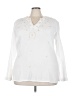 At Last 100% Cotton Ivory Long Sleeve Blouse Size 3X - photo 1