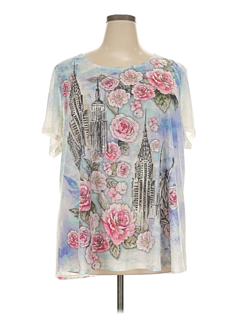 Pre-owned Avenue Short Sleeve Blouse In Silver