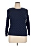 Lands' End 100% Baumwolle Chevron-herringbone Blue Pullover Sweater Size XL (petite) - photo 1