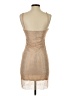 Aqua 100% Polyester Metallic Tan Cocktail Dress Size S - photo 2