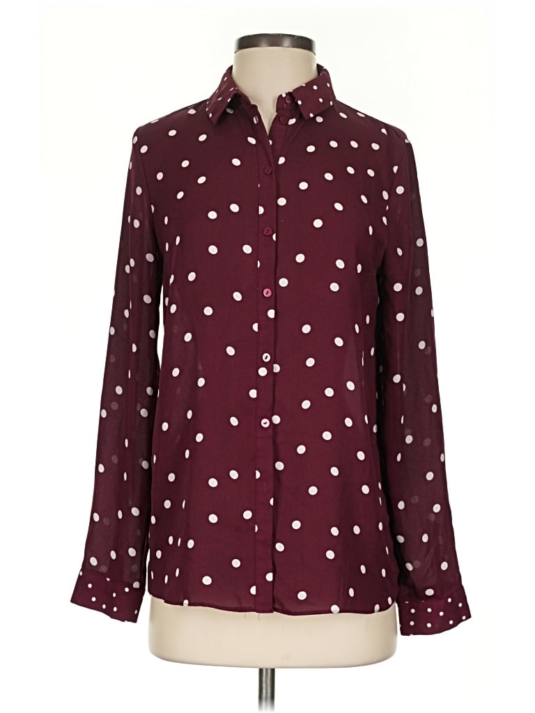 Pre-owned Primark Long Sleeve Blouse In Burgundy