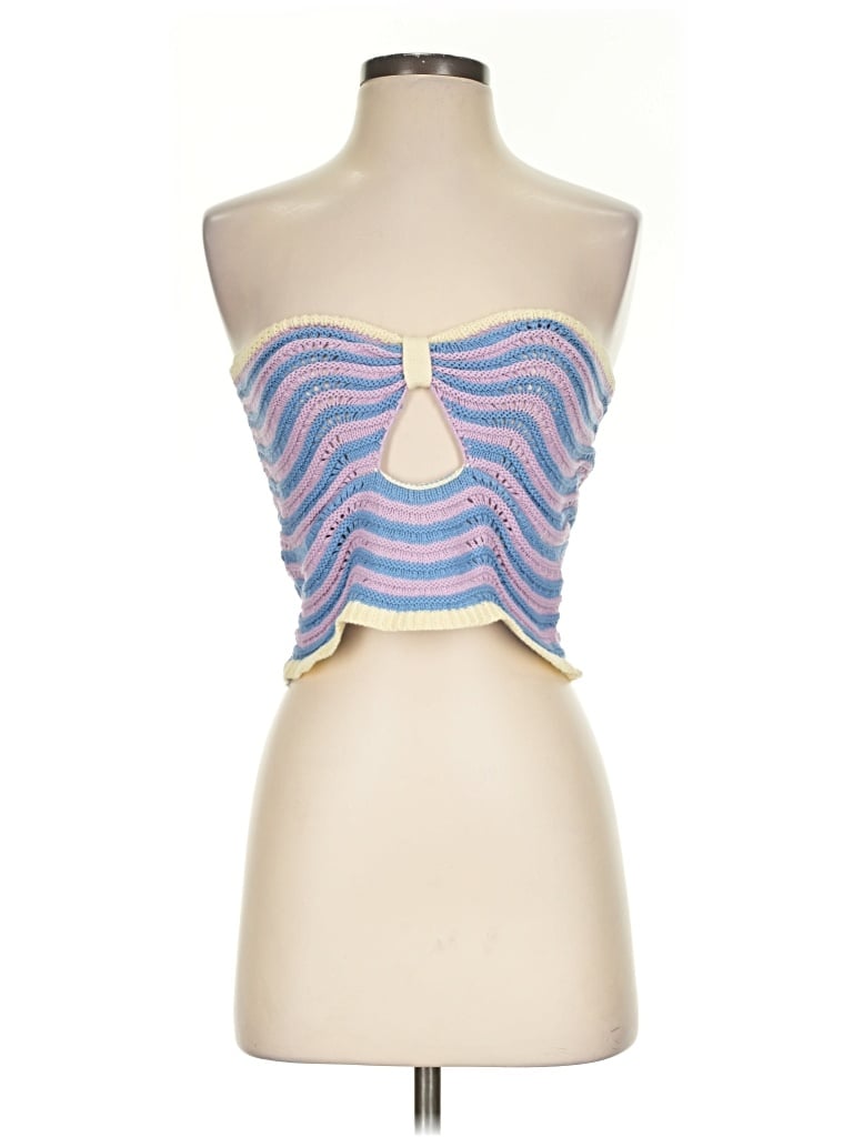 Pre-owned Beginning Boutique Sleeveless Top Blue Strapless Neckline Tops