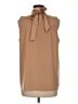 Ann Taylor 100% Polyester Solid Tan Sleeveless Blouse Size M - photo 2